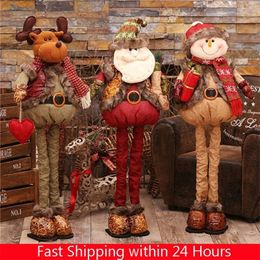 Retractable Standing 4376cm Christmas Doll Decoration Large Santa Claus Snowman Elk Kids Year Gift Toy Y201020