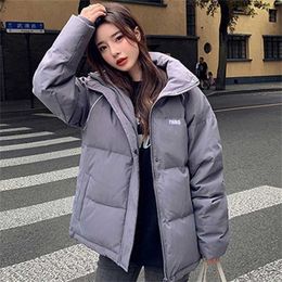 Zoki Autumn Winter Puffer Jackets Women Fashion Thicken Parkas Solid Warm Coats Elegant Outwear Mujer Overwear Korean 211215