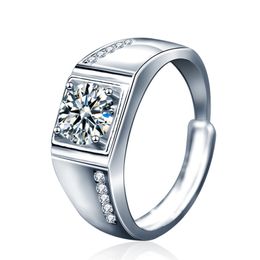 With Certificate Luxury Men's Tibetan Silver S925 Ring 1ct moissanite Diamond Wedding Rings Punk Style for Men Gift Jewellery