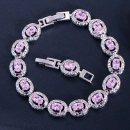 Fashion designer bracelet 6 Colors Classic AAA Cubic Zirconia Charm Bracelet White Purple Pink Green Crystal Bracelets Bangles Jewelry for Teen Girls Women Gift