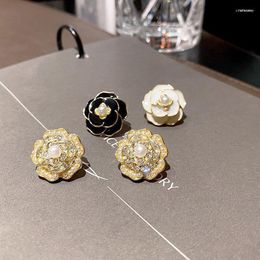 Stud Camellia Earrings Inlaid Pearl Rhinestones Fashion Charm Women Valentine's Day Gift For Partner FriendsStud Odet22 Farl22