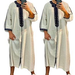 Ethnic Clothing Long Sleeve Casual Lapel Abaya Muslim Dress Moroccan Ramadan Gown Shirt For MenEthnic