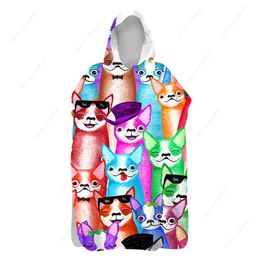 Funny Dog Custom Hooded Beach Quick Dry Soft Flannel Wetsuit Changing Poncho Bathrobe Gym Fitness Bath s Adults 220616