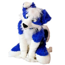 Performance Long Fur Husky Dog Mascot Costume Halloween Christmas Fancy Party Dress Cartoon Character Outfit Suit Carnival Unisex Adults Outfit