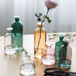 Vase Living Room Dried Flowers Nordic Ins Style Glass Transparent Dill Home Decoration Accessories Flower Vases For Homes 210409