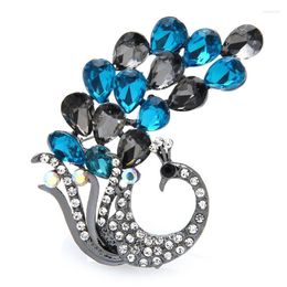 Pins Brooches Wuli&baby Rhinestone Peacock For Women Lady 3-color Bird Party Office Brooch Pin Gifts Kirk22