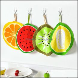 Towels Robes Bath Shower Baby Kids Maternity Dish Cloth Wi Napkin Lovely Fruit Print Hanging Kitchen Hand Towel Micr Dhcnl