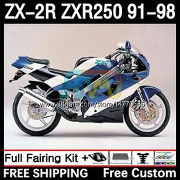 Body For KAWASAKI NINJA ZX2R ZXR250 ZX 2R 2 R R250 ZXR 250 89-98 9DH.51 ZX-2R ZXR-250 91 92 93 94 95 96 97 98 ZX-R250 1991 1992 1993 1994 1995 1996 1997 1998 Fairing blue white
