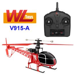 Wltoys V915 V915 A RC Helicopter RTF 2 4G 4CH Dual Brush Motor Control Avion Fixed Height Aircraft Drone Gift for Aldult Friends 220713