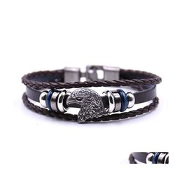 Charm Bracelets Mtilayer Men Casual For Women Braided Leather Bracelet Punk Rock Jewellery Chic Hjewelry Drop Delivery Dh0Bn