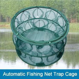 Fishing Accessories Automatic Net Trap Cage Foldable Round Shape Network Shrimp Cast For Crabs Crayfish Catcher Dip CageFishing