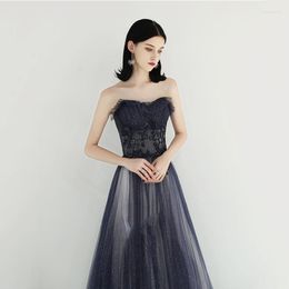 Ethnic Clothing Summer Fashion Casual Clothes Sexy Tube Top Long A-line Tulle Evening Dress Women Elegant Beading Party DressesEthnic