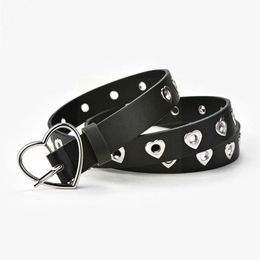 Belts Fashion Heart-shaped Eyelet Hollow Belt Love Buckle Leather Waistbelt Adjustable Personality Jeans Y3T2