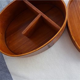 Wooden Bento Environmental Protection Idea Wood Tableware 700ml Japanese Bento Box 3 Compartments Lunch Boxes 201016