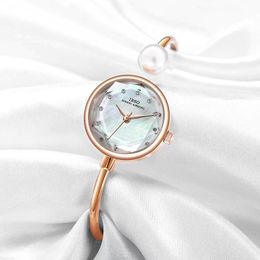 Wristwatches Ladies Bracelet Watch Creative Dial Lady Adjustable Wrist Female Luxury Pearl Clock Women's Quartz Watches For Women GiftWr