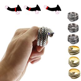 Snake Cock Ring Stainless Steel Cobra Glans Male Chastity sexy Delay Premature Ejaculation Erection