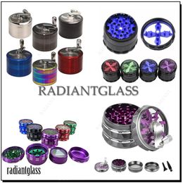 Smoking Herb Grinders Four Layers Aluminium Alloy material 100% Metal dia 63mm 6 styles With Clear Top Window Lighting Tobacco Grinder
