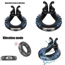 NXY Cockrings New Male Penis Vibration Ring Delayed Ejaculation Cock Rubber Charging Vibrator Sex Toys for Man Adult Supplies 220111