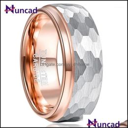 Wedding Rings Jewelry 8Mm Wide Tungsten Carbide Ring Side Step Rose Gold Plating Surface Hammered Steel Jewelry1 Drop Delivery 2021 Wshrd