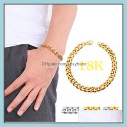 Chains Necklaces Pendants Jewellery 4Mm Gold Bracelet For Men Titanium Steel Link Chain Bracelets 21Cm Fashion Wholesale - 0768Wh Drop Deliv