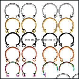 Body Arts 16G Surgical Steel Nose Septum Horseshoe Ring Hoop Earring Eyebrow Tragus Lip Piercing Jewelry Drop Deliver Topscissors Dhmzp