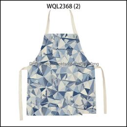 Aprons Home Textiles Garden Blue And White Porcelain Leaves Sleeveless Chest Waist Anti-Sewing Pocket Baked Cooking Accessories Family Cle
