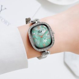 Wristwatches  2022 Fashion Watch For Women Silver Mesh Strap Diamond Dial Clock Ladise Wristwatch Female Gift Watches Relogio Mujer