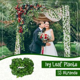 Decorative Flowers & Wreaths Home Decor 15 Strands 86 Ft Artificial Lvy Leaf Vine Garland Fake Foliage Hanging Plants Living Room Decoration