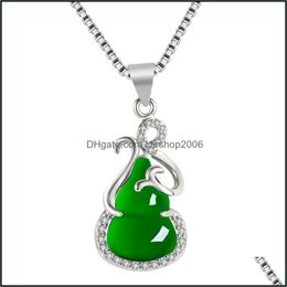 Pendant Necklaces Natural Jade Necklace Green Gourd Womens Sier Hanging Ornament Clavicle Carshop2006 Drop Delivery 2021 J Carshop2006 Dhsfh