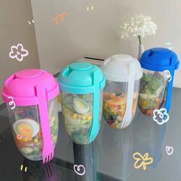 1L Breakfast Salad Cup With Fork And Lid High Capacity Portable Fruit And Vegetable Light Meal Salad Bottle Lunch Box