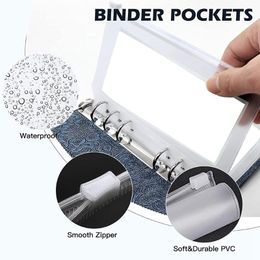 Gift Wrap Budget Binder With Zipper Envelopes Money Saving Cash Envelope 8 Clear Pockets 6-Ring 2 Label StickersGift