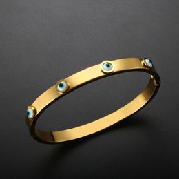 Bangle Trendy Lucky Eyeball Bracelets For Women Men Fashion Stainless Steel Eye Hand Charm Bangles Feminina Party Luxury JewelryBangle