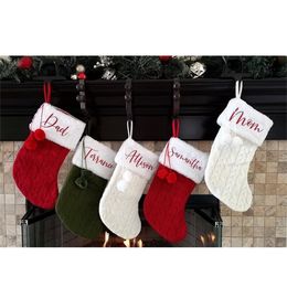 Personalised Christmas Stocking Christmas Decoration Cable Knit Stocking Custom Name Christmas Gifts Holiday Stocking For Kids 201006