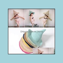 Girls St Hat Childrens Large Sun Spring Baby Hand-Woven Fashion Witch Spiky Drop Delivery 2021 Caps Hats Accessories Baby Kids Maternity