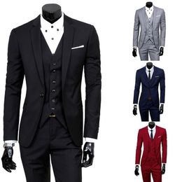 Mens Suits Blazers Male Slim Formal 3Pcs Set Wedding Prom Suit Tuxedo Fit Men Business Work Wear Green Wonderful Groom (Jacket+Pants+Vest