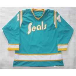 C26 Nik1 Vintage California Golden Seals Jim Pappin Hockey Jersey Embroidery Stitched Customise any number and name Jerseys