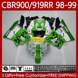 Bodywork For HONDA CBR 900 919 RR CC 98-99 Years Bodys 127No.13 CBR Green white 919RR 900RR 900CC 919CC CBR919 CBR900 RR CBR919RR 98 99 CBR900RR 1998 1999 Fairing Kit