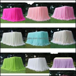 Table Skirt Cloths Home Textiles Garden Snow Yarn Wedding Birthday Cake Check In Desk Solid Color Dessert Tables Er Curtain Surround Grey