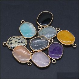 Arts And Crafts Arts Gifts Home Garden Hexagon Oval Style Natural Stone Charms Quartz Crystal Pendant For Earrings Necklac Dh7B9