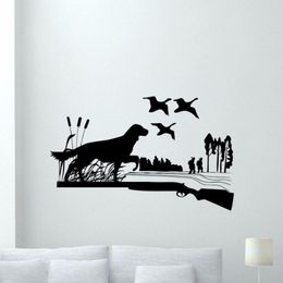Wall Stickers Sticker Removable Hunting Dog Decal Ducks Gun Hunters Style Art Mural Home Bedroom Decor Decals AY0175