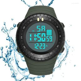 Sports Watches For Men Outdoor Army Green Led Digital Wristwatches Chronograph PU Strap Waterproof Watch Clocks Zegarek