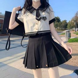 Clothing Sets Women School Uniform Girl Sexy Jk Student Japanese Cosplay Costumes Sailor Short Sleeve Pleated Skirt SetClothing