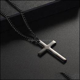 Pendant Necklaces Pendants Jewellery Classic Cross Necklace Fashion New Stainless Steel Chain For Men Jewel Dhhsw