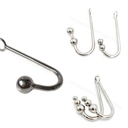 Nxy Anal Toys 304 Stainless Steel Hook Metal Beads Big Butt Plug Dilator Adult Sex for Woman and Men Products 220506