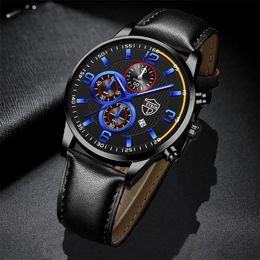 Wristwatches Luxury Mens Business Watches Fashion Leather Belt Quartz Wrist Watch Luminous Clock Men Casual WatchWristwatches