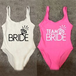 Bridal Party Swimsuit Women TEAM BRIDE Bathing Suit Sexy Bikini Beachwear Plus Size Swimwear monokini Bodysuit 220518