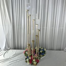 decoration 8 Heads Metal Candelabra Gold CandleHolder Acrylic Wedding Table Centrepiece Candle Holders Candelabrum Decoration imake203