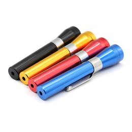 Colourful Aluminium Alloy Flashlight Pen Shape Pipes Portable Removable Dry Herb Tobacco Bowl Innovative Design Mini Smoking Handpipes Cigarette Holder DHL