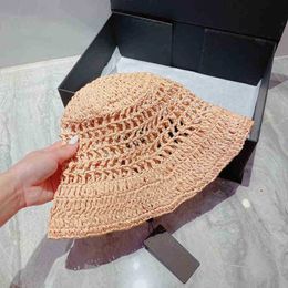 Fashion Brand Weave Style Bucket Hat For Women Summer Trendy Casual Sunshade Hollowed Out Embroidery Ladies Fishermen Hats
