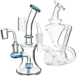 hookahs Small glass Bong Recycler Oil Rigs Beaker Dab bongs Smoke Pipes dab